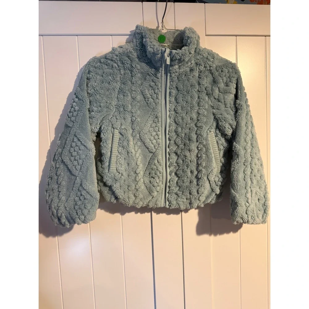 All in Motion Girls High Pile Fleece Full Zip Jacket Spring Sky Blue XS 4/5 NWT